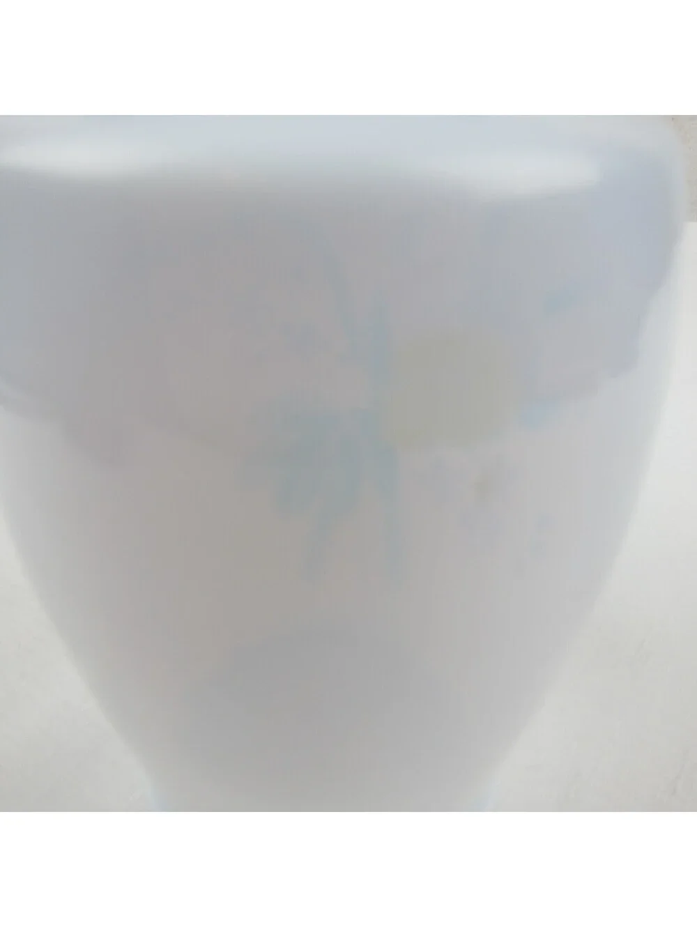 Antique Blue Opaline Glass Vase Hand Painted Floral Design Ruffled Double Crimp